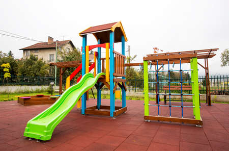 Slide on an empty playground.の写真素材