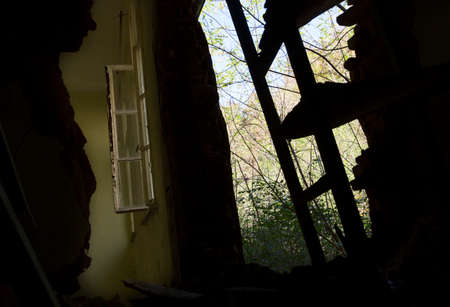 Abandoned school after an earthquake years ago.の写真素材