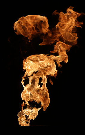 Fire and flames isolated on black.