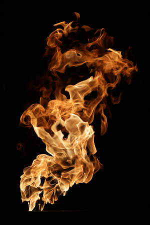Fire and flames isolated on black.の写真素材