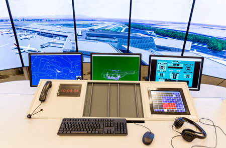 "Bulgarian Air Traffic Services Authority" (BULATSA) control center.のeditorial素材