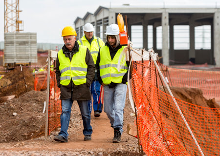Sofia, Bulgaria - November 24, 2014: Engineers are walking at a construction site of a new waste plant near Sofia.のeditorial素材