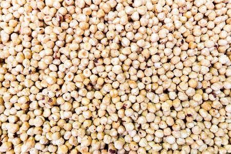 Many hazelnuts prepared for selling at a Turkish market street.の写真素材