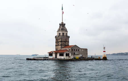 Mainden tower on a small island in Istanbul.の写真素材