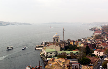 Istanbul, Turkey - November 14, 2014: Ortakoy Mosque is seen at the Bosphorus from a bridge.のeditorial素材