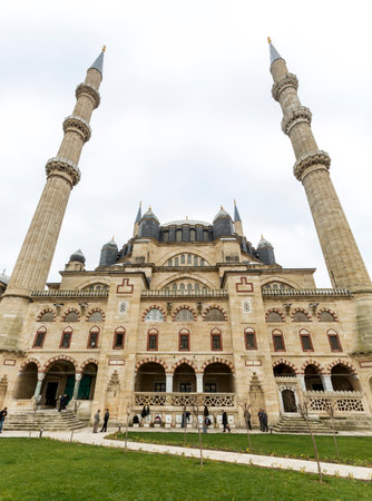 Istanbul, Turkey - November 16, 2014: Tourists are visiting the Selimiye Mosque in Edirne.のeditorial素材