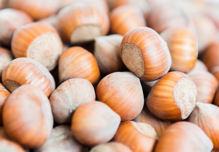 Unpeeled hazelnuts. Healthy organic eating.