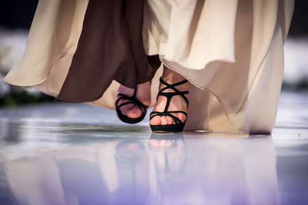 A female model walks the runway during the 2016 Fashion Week Showの写真素材