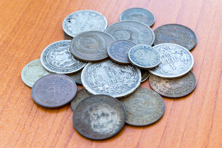 Silver coins, USSR coins. Old expired money.