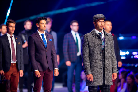 Sofia, Bulgaria - September 12, 2016: Male models walk the runway during the Autumn/Winter Sofia Fashion Week Show 2016 in Sofia, Bulgaria.のeditorial素材