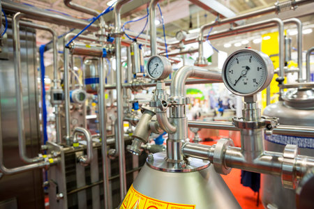 Milk pasteurization system is shown at a food and drink exhibition. Heat Treatments. Pasteurization...