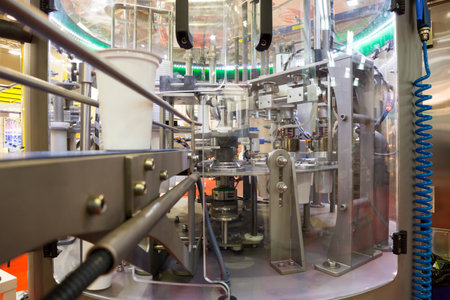 Yoghurt packing machine is shown at a food and drink exhibition.