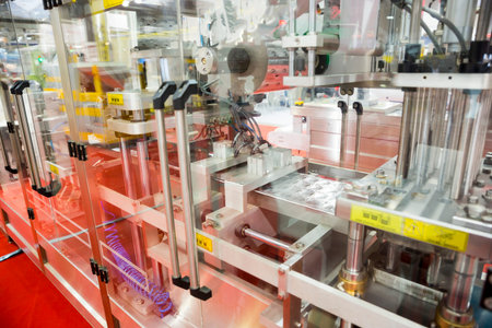 Packing machine is shown at a food and drink exhibition.
