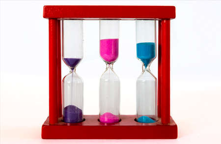 Multiple hourglass isolated on a white background. Studio shotの写真素材