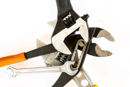 Adjustable pliers Wrenches isolated on a white background. Studio shot