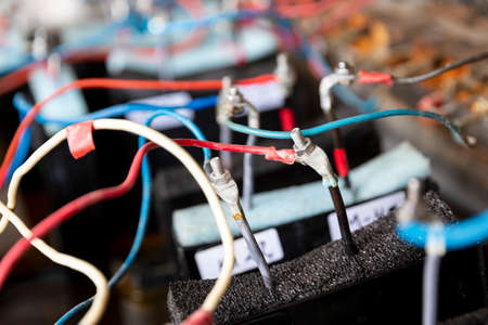 Detail of battery cells put on a test.の写真素材