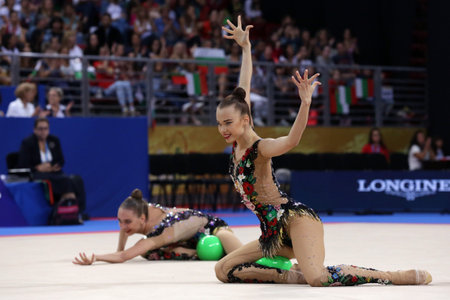 Sofia, Bulgaria - 15 September, 2018: Team Russian Federation performs during The 2018 Rhythmic Gymnastics World Championships. Group tournament.のeditorial素材