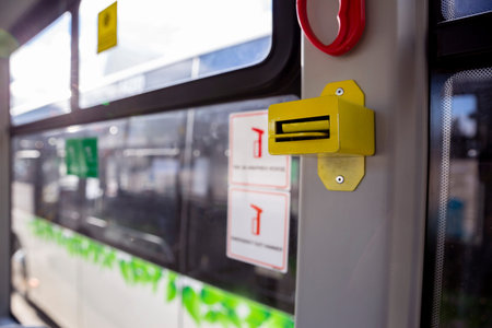 Bus ticket perforator in a new modern busses on LPG - Liquefied Petroleum Gas - Propane.の写真素材