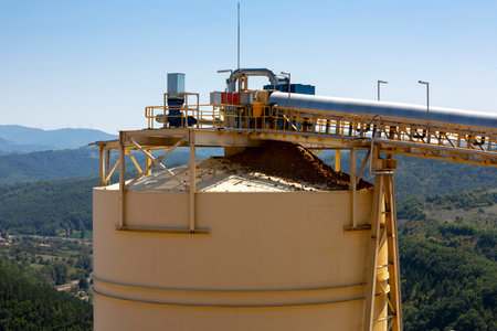 Mining elevators are seen in a gold mine processing plant.