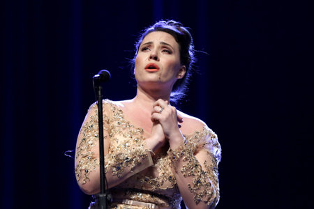 Sofia, Bulgaria - 18 June 2017: Soprano Sonya Yoncheva sings during a concert at National Palace of Culture.のeditorial素材