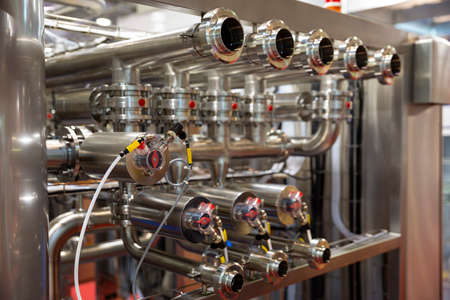Industrial cleaning system pipes. Sustainable industrial cleaning, deposit and slime removal.の写真素材