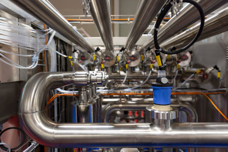 Industrial cleaning system pipes. Sustainable industrial cleaning, deposit and slime removal.