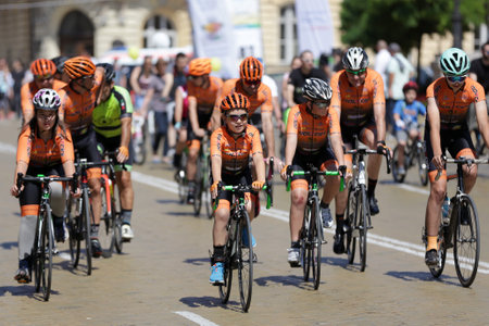 Sofia, Bulgaria - 28 June, 2020: Hundreds of cyclists participate in a bike ride on Sunday morning.のeditorial素材