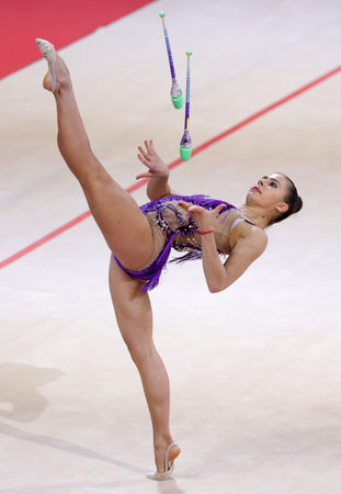 Sofia, Bulgaria - 27 March, 2021: Fanni Pigniczki of Hungary performs during the individual Clubs qualifications at the 2021 Rhythmic Gymnastics "Sofia World Cup".のeditorial素材