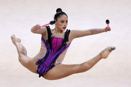 Sofia, Bulgaria - 27 March, 2021: Karla Diaz of Mexico performs during the individual Clubs qualifications at the 2021 Rhythmic Gymnastics "Sofia World Cup".のeditorial素材