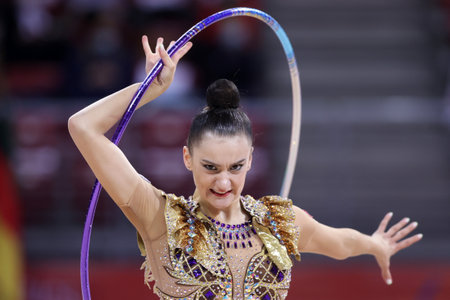 Sofia, Bulgaria - 27 March, 2021: Alina Harnasko of Belarus performs during the individual Hoop final at the 2021 Rhythmic Gymnastics "Sofia World Cup".のeditorial素材