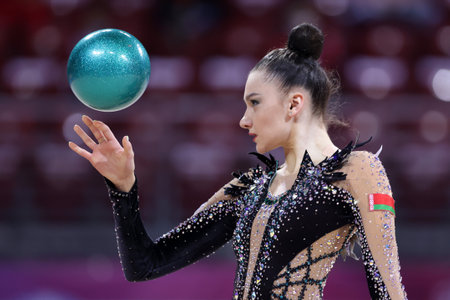 Sofia, Bulgaria - 27 March, 2021:Alin Harnasko of Belarus performs during the individual Ball final at the 2021 Rhythmic Gymnastics "Sofia World Cup".のeditorial素材