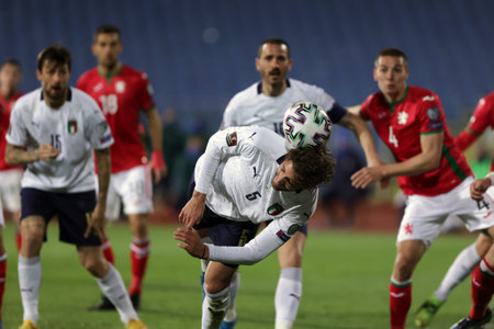 Sofia, Bulgaria - 27 March, 2021: Italy's Manuel Locatelli in action during the FIFA World Cup 2022 qualifying soccer match between Bulgaria and Italy.のeditorial素材