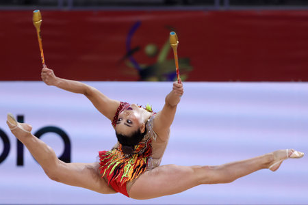 Sofia, Bulgaria - 27 March, 2021: Rut Castillo Galindo of Mexico performs during the individual Clubs qualifications at the 2021 Rhythmic Gymnastics "Sofia World Cup".のeditorial素材