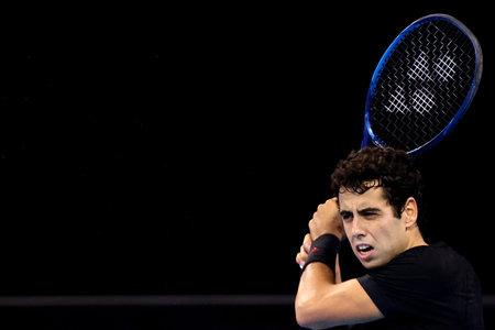 Sofia, Bulgaria - 28 September, 2021: Spain's Jaume Munar in action against USA's Marcos Giron during the ATP 250 Sofia Open.のeditorial素材