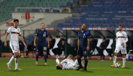 Sofia, Bulgaria - 15 November, 2020: Finland's Nikolai Alho reacts during the UEFA Nations League group stage, League B, Group 4 match between Bulgaria and Finland.のeditorial素材