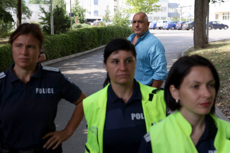 Sofia, Bulgaria - 15 July, 2021: Former Bulgarian Prime Minister and leader of the GERB party Boyko Borissov arrives at the General Directorate "National Police" for questioning.のeditorial素材