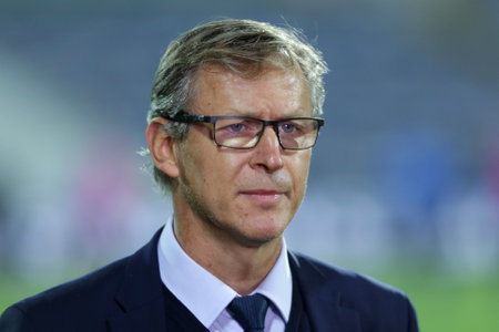 Sofia, Bulgaria - 15 November, 2020: Finland's coach Markku Kanerva is seen before the UEFA Nations League group stage, League B, Group 4 match between Bulgaria and Finland.のeditorial素材
