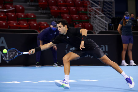 Sofia, Bulgaria - 28 September, 2021: Spain's Jaume Munar in action against USA's Marcos Giron during the ATP 250 Sofia Open.のeditorial素材