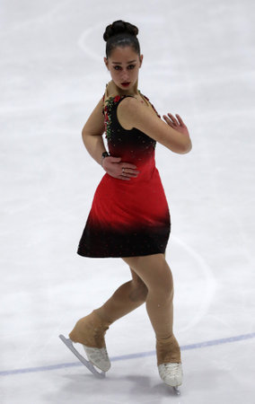 Sofia, Bulgaria - 28 February, 2021: Ivelina Baicheva of Bulgaria performs during the senior ladies free skating category of Sofia Trophy International Figure Skating Competition.のeditorial素材