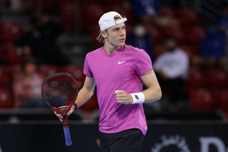 Sofia, Bulgaria - 10 November, 2020: Canada's Denis Shapovalov reacts during his ATP 250 Sofia Open match against Moldova's Radu Albot.のeditorial素材
