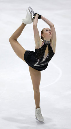 Sofia, Bulgaria - 28 February, 2021: Anita Ostlund of Sweden performs during the senior ladies free skating category of Sofia Trophy International Figure Skating Competition.のeditorial素材