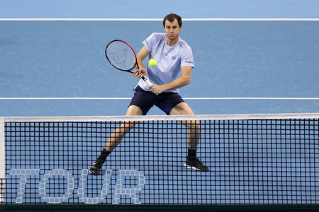 Sofia, Bulgaria - 12 November, 2020: Great Britain's Jamie Murray (pictured) and Great Britain's Neal Skupski in action during their semi-final doubles match against France's Fabrice Martin and Monaco's Hugo Nys during the Sofia Open ATP 250 tennis tournaのeditorial素材