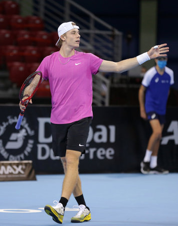 Sofia, Bulgaria - 10 November, 2020: Canada's Denis Shapovalov reacts during his ATP 250 Sofia Open match against Moldova's Radu Albot.のeditorial素材