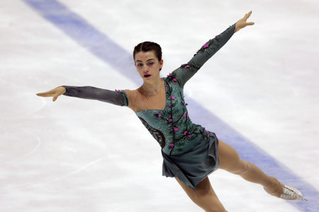 Sofia, Bulgaria - 28 February, 2021: Zeynep Dilruba Sanoglu of Turkey performs during the senior ladies free skating category of Sofia Trophy International Figure Skating Competition.のeditorial素材