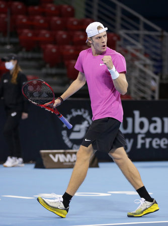 Sofia, Bulgaria - 10 November, 2020: Canada's Denis Shapovalov reacts during his ATP 250 Sofia Open match against Moldova's Radu Albot.のeditorial素材