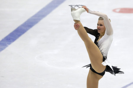Sofia, Bulgaria - 28 February, 2021: Dasa GRM of Slovenia performs during the senior ladies free skating category of Sofia Trophy International Figure Skating Competition.のeditorial素材