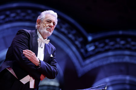 Sofia, Bulgaria - 31 August, 2021: Opera singer Placido Domingo (pictured) performs during a joint concert with operatic soprano Sonya Yoncheva in front of The St. Alexander Nevsky Cathedral.のeditorial素材