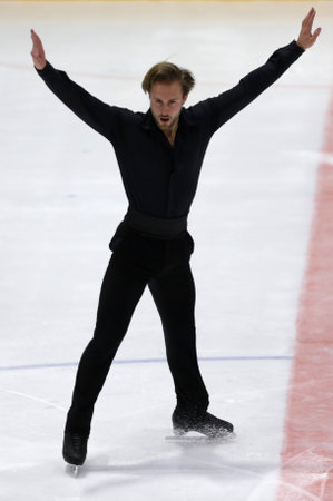 Sofia, Bulgaria - 28 February, 2021: Davide Lewton Brain of Monaco performs during the senior men free skating category of Sofia Trophy International Figure Skating Competition.のeditorial素材