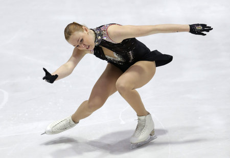 Sofia, Bulgaria - 28 February, 2021: Anita Ostlund of Sweden performs during the senior ladies free skating category of Sofia Trophy International Figure Skating Competition.のeditorial素材