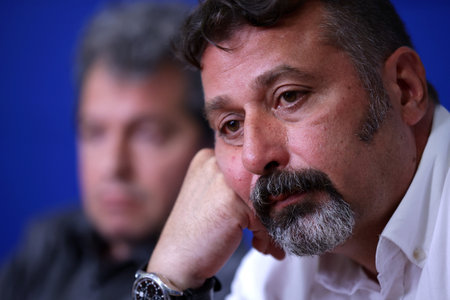 Sofia, Bulgaria - 16 July, 2021:  Philip Stanev from There Is Such a People (ITN) party attends a press conference.のeditorial素材